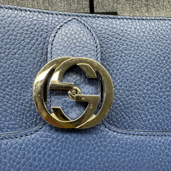GUCCI Interlocking G Blue Leather Shoulder Bag 650-081525 - Picture 11 of 15